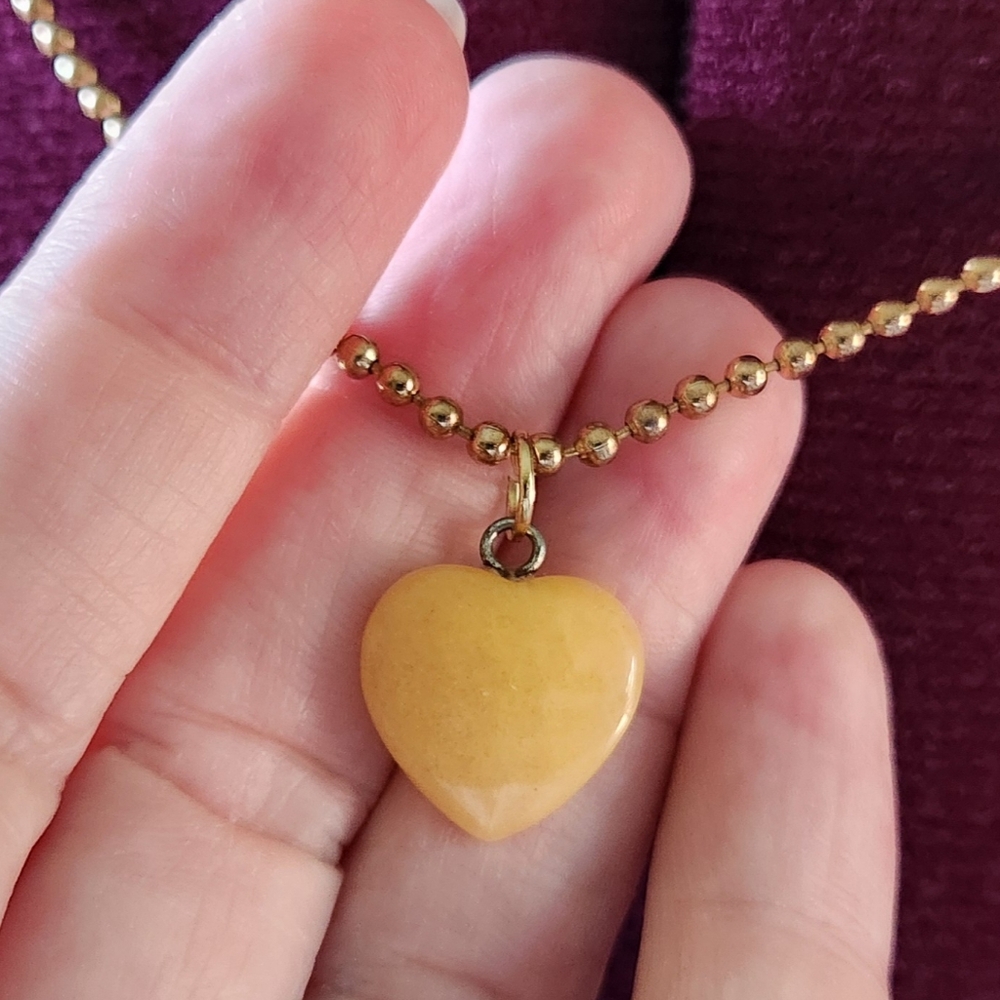 Yellow quartz heart pendant necklace